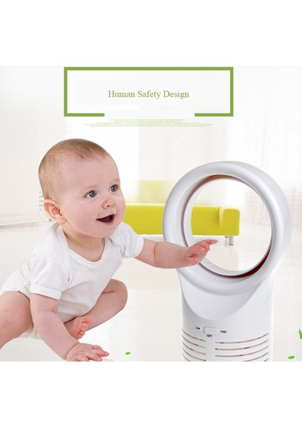 Bladess Mini Fan Yuvarlak Masaüstü Yapraksız Fan Hava Soğutma Fanı Hava Soğutucu Ingiltere Tak (Yurt Dışından)