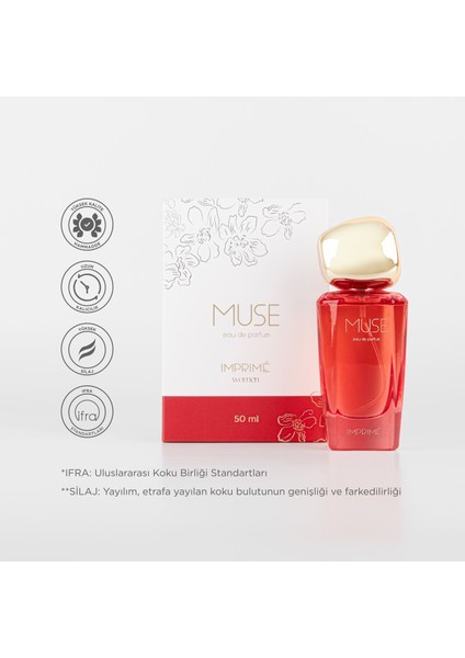 Muse EDP Kadın Parfüm 50ml | Çiçeksi ve Meyveli | Frenk Üzümü, Lavanta, Yasemin, Vanilya, Misk, Amber