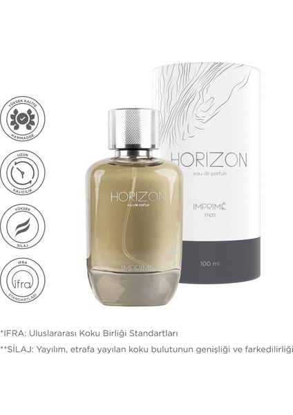 Horizon EDP Erkek Parfüm, Baharatlı-Odunsu, Limon, Tarçın, Misk, Amber, Sedir Ağacı, 100ml