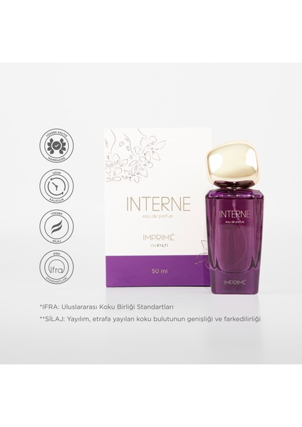 Interne EDP Kadın Parfüm 50ml | Meyveli ve Çiçeksi | Bergamot, Şeftali, Yasemin, Zambak, Misk, Amber