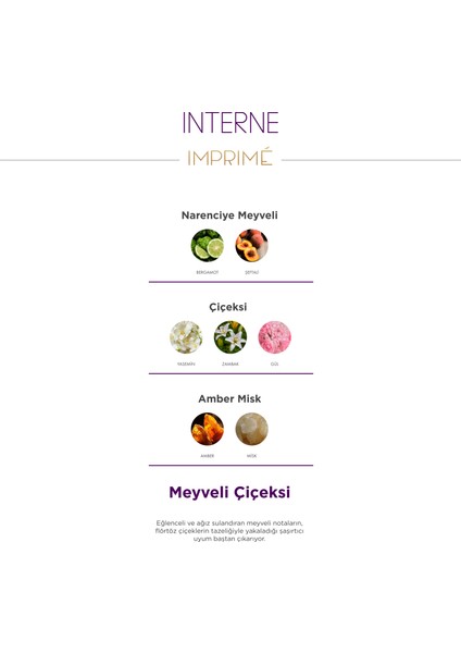 Interne EDP Kadın Parfüm 50ml | Meyveli ve Çiçeksi | Bergamot, Şeftali, Yasemin, Zambak, Misk, Amber