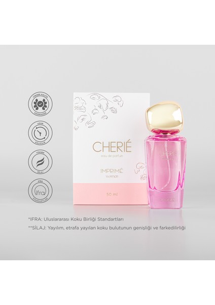 Cherié EDP Kadın Parfüm, Çiçeksi-Meyveli, Çilek, Ananas, Şakayık, Müge, Yasemin, Amber, 50ml