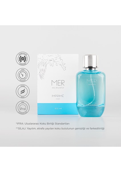 Mer EDP Erkek Parfüm, Marin-Fresh, Deniz, Bergamot, Nilüfer, Paçuli, Sandal Ağacı, 100ml