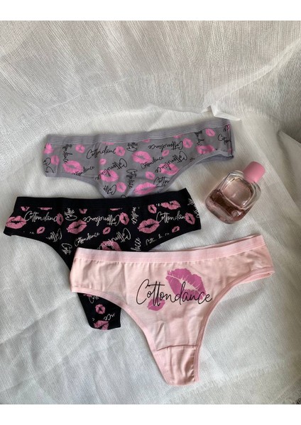 Pamuklu Elastan Kadın Külot Tanga 3'lü Paket