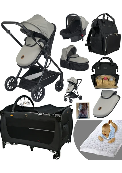 Baby Home 8 in 1 yeni ekonomi paketi 1010 Travel Sistem Bebek Arabası 560 Bebek Oyun Parkı Yatak Beşik