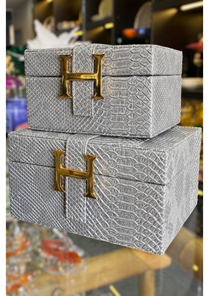 Ikili Hermes Dekoratif Deri Kutu