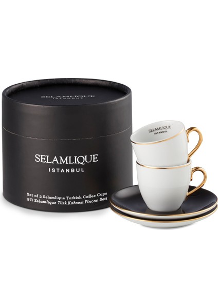 2'li Klasik Siyah Türk Kahvesi Fincanı