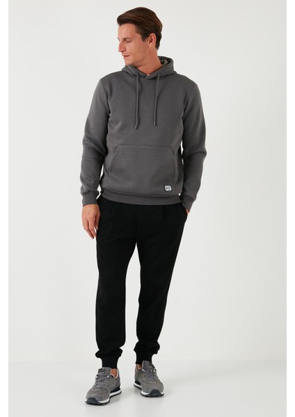 Slim Fit Kapüşonlu Kanguru Cepli İçi Tüylü Yumuşak Şardonlu Sweat Erkek SWEAT 5905281