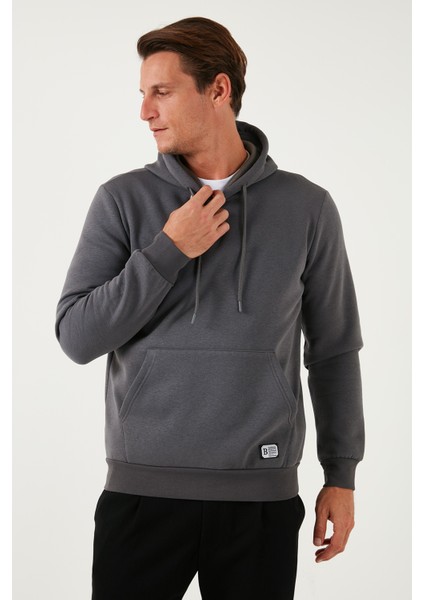 Slim Fit Kapüşonlu Kanguru Cepli İçi Tüylü Yumuşak Şardonlu Sweat Erkek SWEAT 5905281