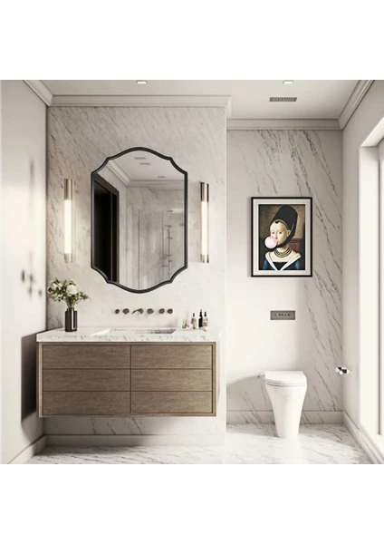 Mks Design 60x80 Asimetrik Duvar Aynası / Düzensiz Dekor Ayna / Banyo Aynası / Konsol Aynası / Dekoratif Ayna