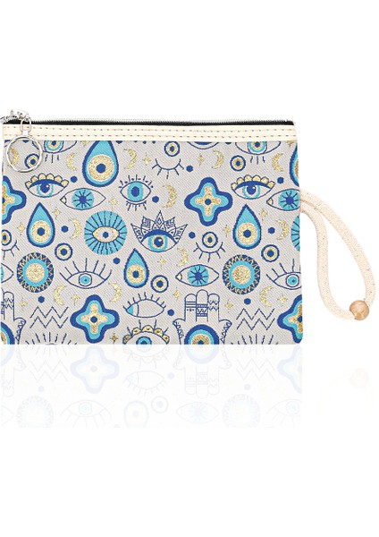 Özel Tasarım Nazar Desenli Kadın Portföy Clucth Çanta Makyaj Çanta El Çantası