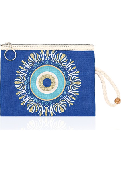 Özel Tasarım Nazar Desenli Kadın Portföy Clucth Çanta Makyaj Çanta El Çantası