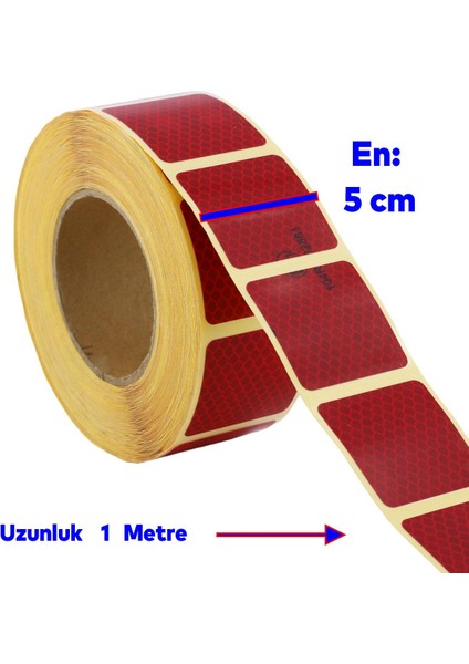 Tüvtürk Onaylı Kırmızı Kesik Reflektörlü Bant Gece Parlayan En 5 cm 1 mt Ikaz Fosforlu Reflektif fiyatları
