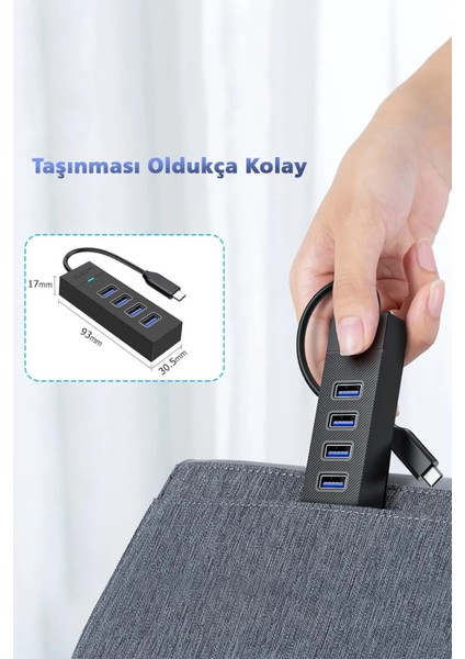 USB Girişli 4 Port USB 3.0 Hub Yüksek Hızlı Switch Çoklayıcı Tüm Cihazlarla Uyumlu