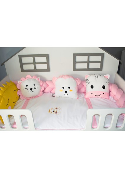 Montessori Bebek Uyku Seti Örgü Yan Korumalı Uyku Seti 90x190 100x200 Animals modelleri