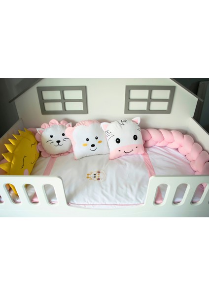 Montessori Bebek Uyku Seti Örgü Yan Korumalı Uyku Seti 90x190 100x200 Animals fırsatları