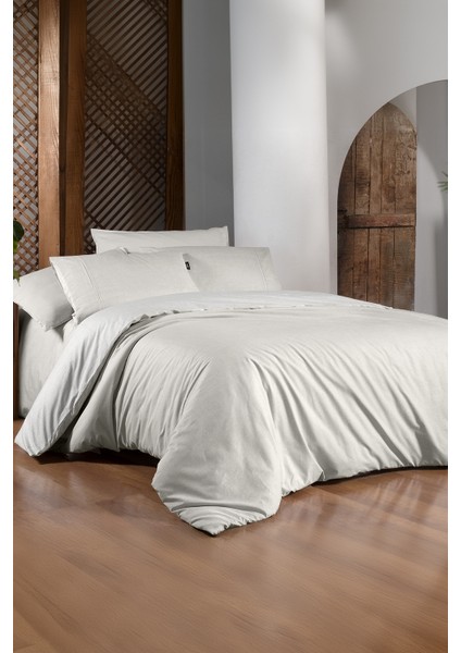 Unitwill Ekru King Size (Battal Boy) Pamuk Nevresim Takımı