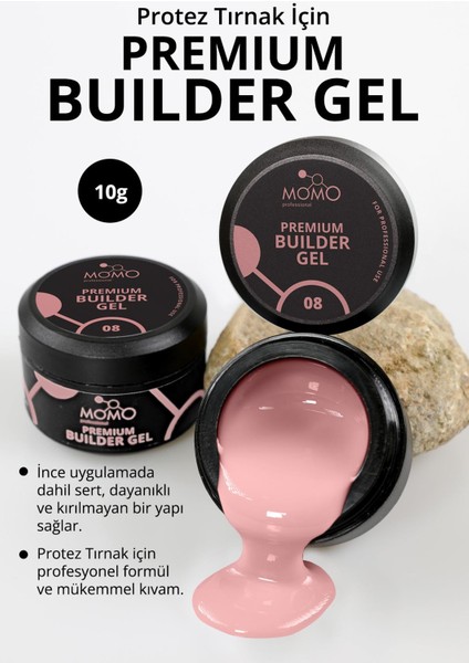 Momo Professional Premium Builder Gel No.8, Gül Kurusu, 10 Gr