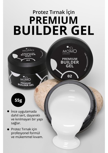 Premium Builder Gel No.2, Beyaz, 55 gr