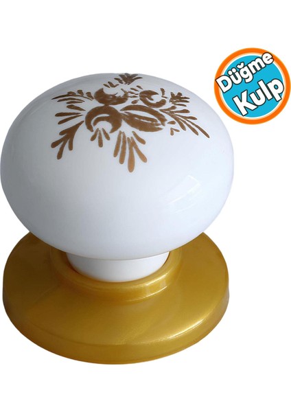 Düğme Kulp Beyaz Desenli Tablalı Gold Dolap Mobilya Mutfak Dolabı Çekmece Dolap Polimer Kulpu Kulbu