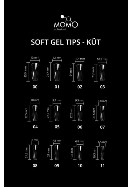 Soft Gel Tips, Küt No:09, Tek Boy 50’li Yedek Paket