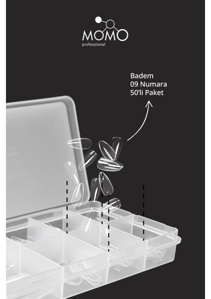 Soft Gel Tips, Badem No:09, Tek Boy 50’li Yedek Paket