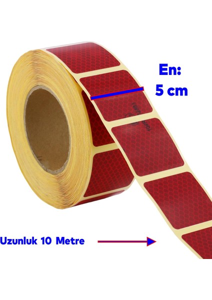 Tüvtürk Onaylı Kırmızı Kesik Reflektörlü Bant Gece Parlayan En 5 cm 10 mt Ikaz Fosforlu Reflektif fiyatları