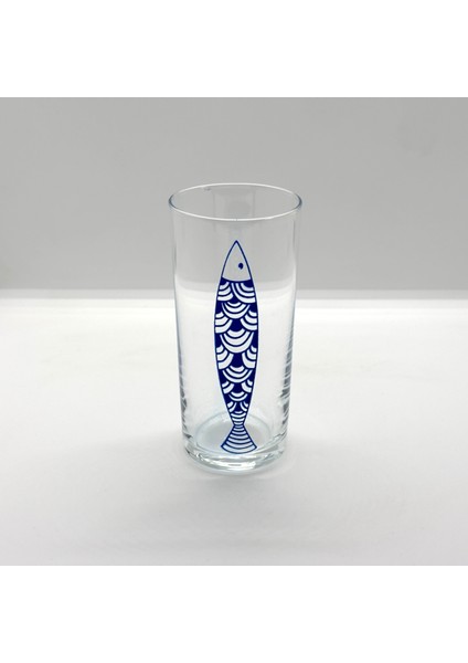 Blue Scaly Fish / Mavi Balık Baskılı Paşabahçe Rakı Kadehi - 6 Adet