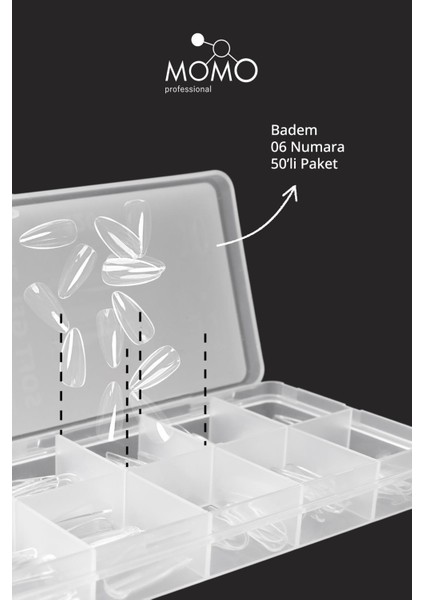 Soft Gel Tips, Badem No:06, Tek Boy 50’li Yedek Paket