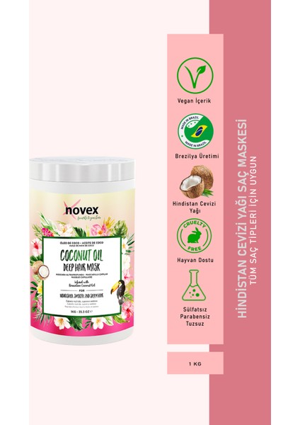Coconut Oil - Besleyici ve Kırılmaya Karşı Onarıcı Hindistan Cevizi Yağı Içeren Saç Maskesi 1 kg