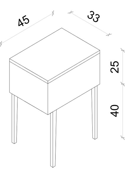 Canopus Mdf Gri Ahşap Ayaklı Tek Kapaklı Komodin