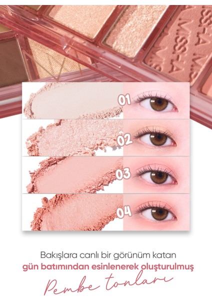 Mat ve Işıltılı Tonlar Barındıran Far Paleti Missha Mood Moment Palette (1 Rosy Rooftop)