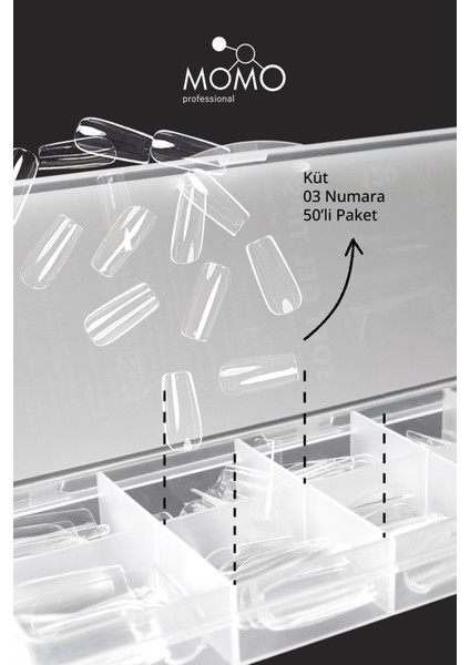 Soft Gel Tips, Küt No:03, Tek Boy 50’li Yedek Paket