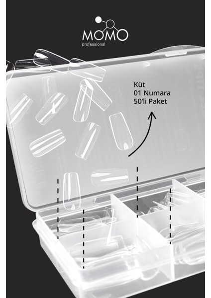 Soft Gel Tips, Küt No:01, Tek Boy 50’li Yedek Paket