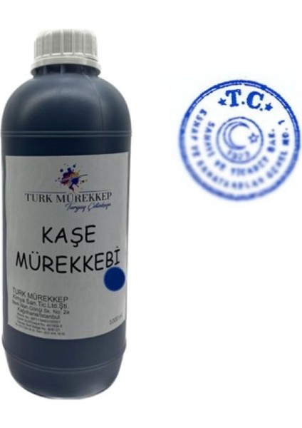 Turk Mürekkep Noter Kaşe Mürekkebi Mavi 1000 Ml.