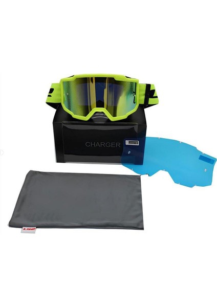 Charger Goggles Motokros Gözlük (Irıdıum Camlı) Neon Sarı