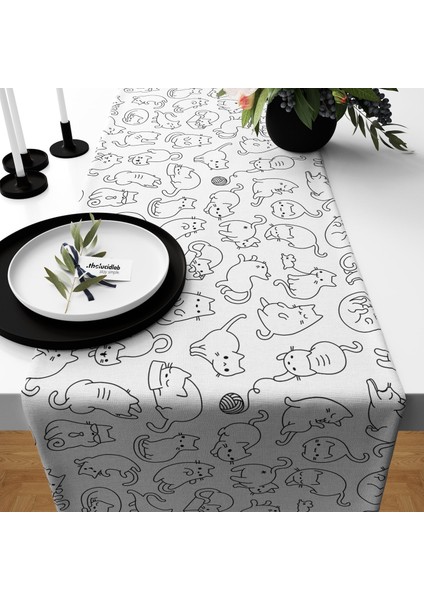 Drawing Cats / Kedili Runner Örtü