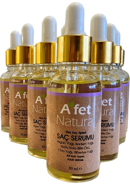 Afet Natural Saç Serumu 30ml Tüm Saç Tipleri - Biberiye - Hair Serum 30ml for All Hair Types - Rosemary