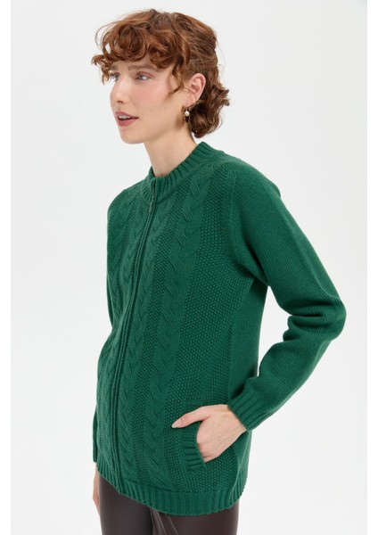 Kadın Dik Yaka Dikişsiz Önü Saç Örgülü Yün Hırka Ö.başı fiyatları