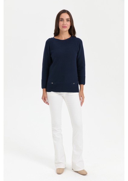 Kadın Sıfır Yaka Dikişsiz Kazak K.lacivert fiyatları