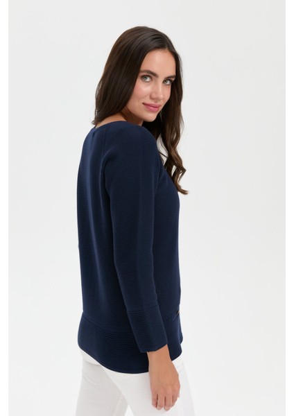 Kadın Sıfır Yaka Dikişsiz Kazak K.lacivert modelleri