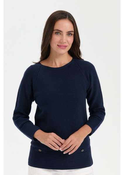 Kadın Sıfır Yaka Dikişsiz Kazak K.lacivert indirimleri
