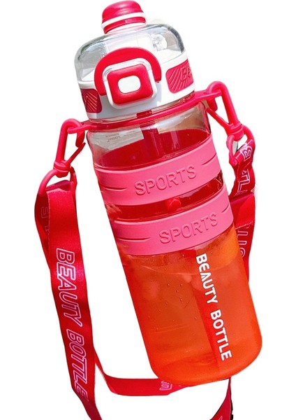 Gradyan Renk Büyük Kapasiteli Çift Içme Pipetli Spor Su Kabı (Yurt Dışından)