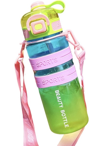 Gradyan Renk Büyük Kapasiteli Çift Içme Pipetli Spor Su Kabı (Yurt Dışından)