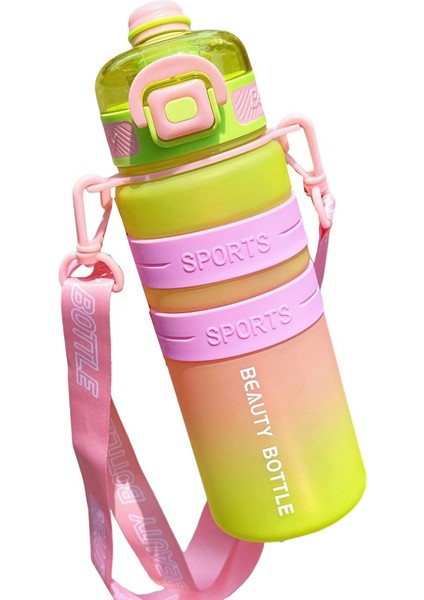 Gradyan Renk Büyük Kapasiteli Çift Içme Pipetli Spor Su Kabı (Yurt Dışından)