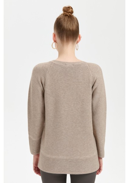 Kadın Sıfır Yaka Dikişsiz Kazak Vizon fırsatları