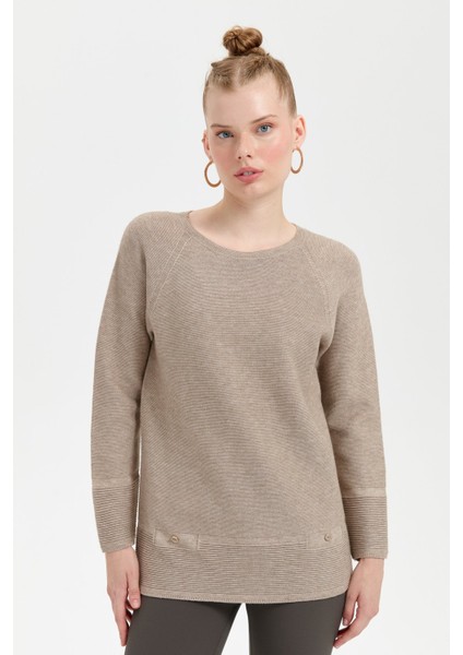 Kadın Sıfır Yaka Dikişsiz Kazak Vizon indirimleri