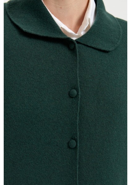 Kadın Polo Yaka Düğmeli Kısa Yün Yelek Yeşil indirimleri