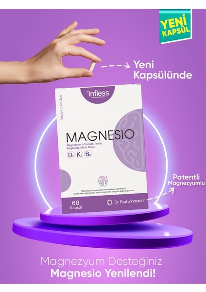 Magnesio, Magnezyum Kompleks B6 ve D3K2 Vitamin (L-Threonat, Taurat, Glisinat, Sitrat,malat) fiyatları