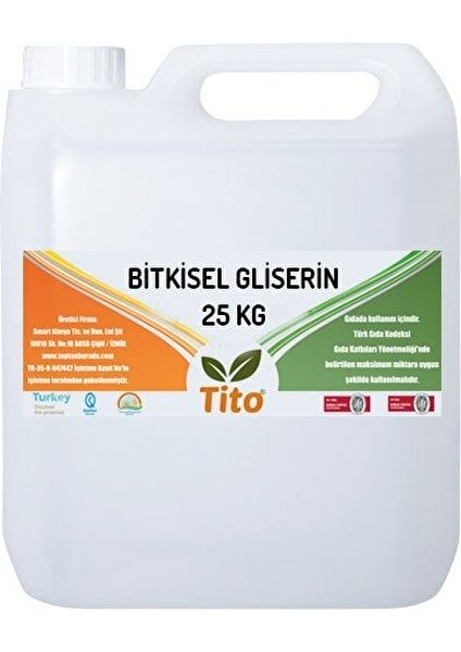 Bitkisel Gliserin Vg Vegetable Glycerin Gıda Tipi 25 kg